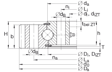 四點接觸球軸承 VA160235-N, 有外齒，兩側唇密封