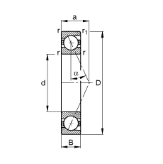主軸軸承 B7024-E-T-P4S, 調(diào)節(jié)，成對或單元安裝，接觸角 α = 25°，限制公差