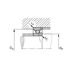 主軸軸承 HS7012-C-T-P4S, 調節，成對安裝，接觸角 α = 15°，限制公差