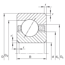 薄截面軸承 CSEF060, 角接觸球軸承，類型E，運行溫度 -54°C 到 +120°C
