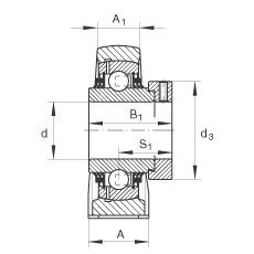 直立式軸承座單元 TASE40-N, 鑄鐵軸承座,帶偏心鎖圈的外球面球軸承,T 型密封 直立式軸承座單元 TASE40-N, 鑄鐵軸承座,帶偏心鎖圈的外球面球軸承,T 型密封