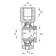 吊裝式軸承座單元 RHE50, 鑄鐵軸承座,帶偏心鎖圈的外球面球軸承,R 密封 吊裝式軸承座單元 RHE50, 鑄鐵軸承座,帶偏心鎖圈的外球面球軸承,R 密封