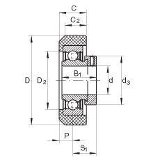 外球面球軸承 RCRA20/46-FA106, 帶橡膠插入件,偏心鎖圈定位, 兩側(cè) P 型密封 外球面球軸承 RCRA20/46-FA106, 帶橡膠插入件,偏心鎖圈定位, 兩側(cè) P 型密封