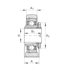 直立式軸承座單元 RASEA25-N, 鑄鐵軸承座,帶緊定套的外球面球軸承,R 型密封 直立式軸承座單元 RASEA25-N, 鑄鐵軸承座,帶緊定套的外球面球軸承,R 型密封