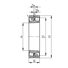 調心滾子軸承 23160-B-K-MB, 根據 DIN 635-2 標準的主要尺寸, 錐孔，錐度 1:12
